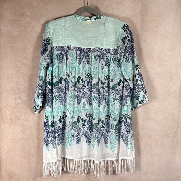 Roller Rabbit Serafina Floral Tunic Dress Womens Medium Fringe Hem Lightweight - Picture 7 of 12